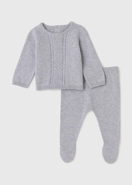 Baby 2 Pack Grey Knitted Set (Tiny Baby-12mths) - 0-3 months Image 1