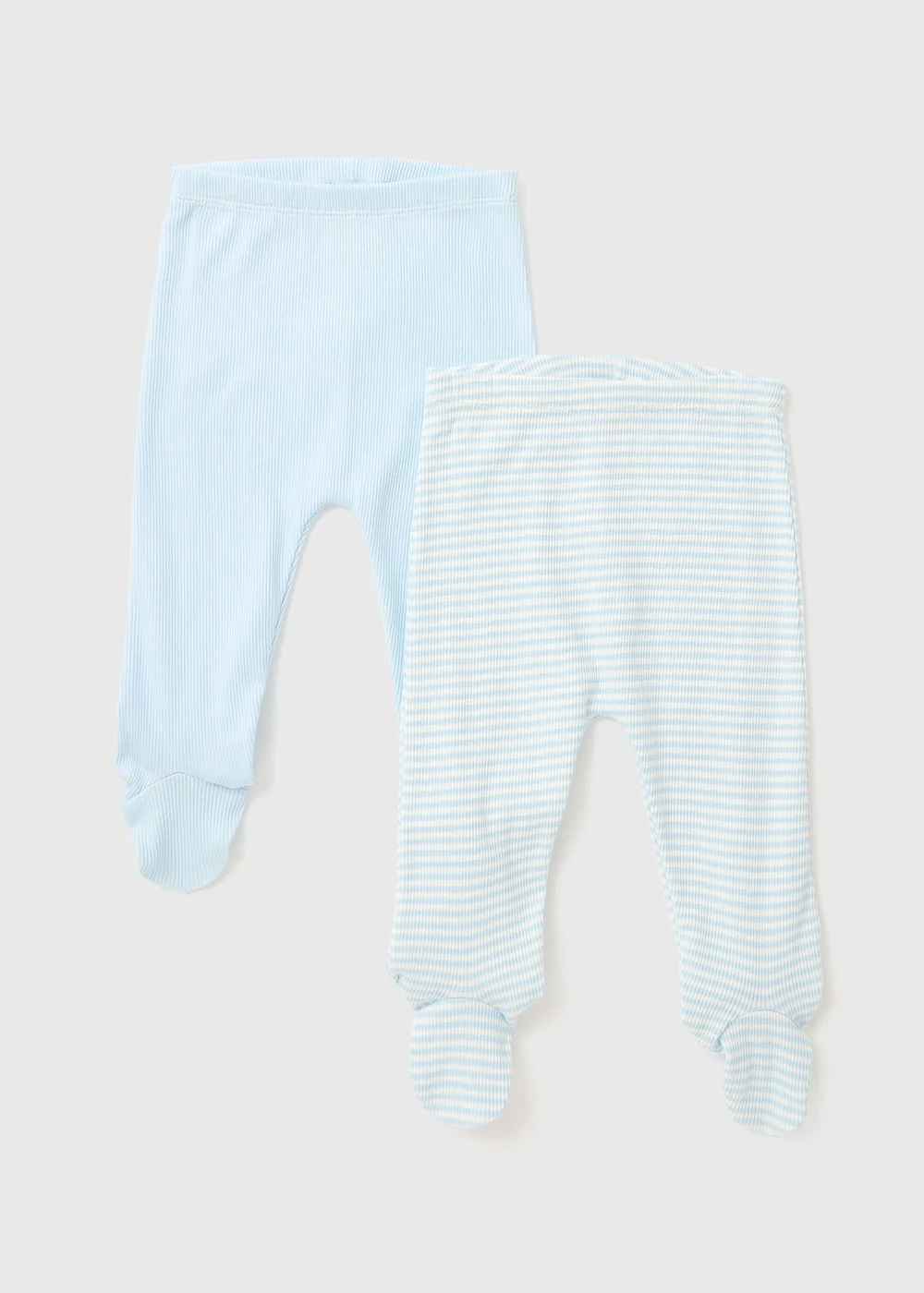 Baby 2 Pack Blue Layette Ribbed Leggings (Tiny Baby-18mths) - Tiny Baby Image 1