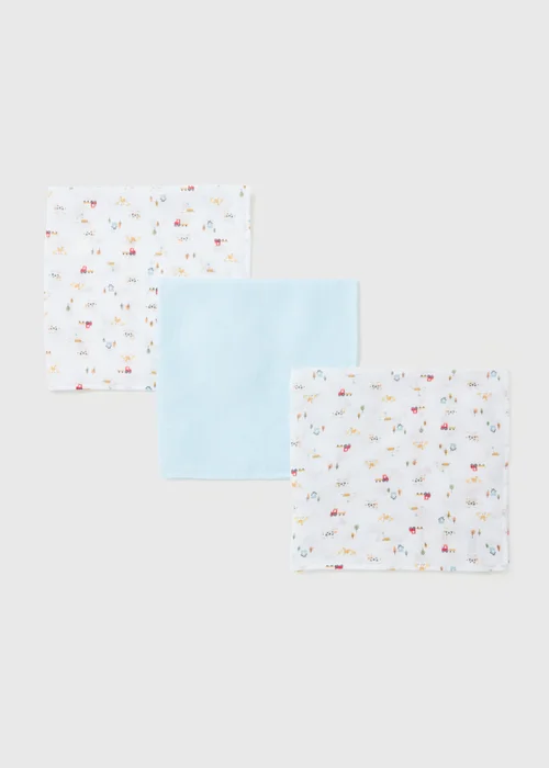 3 Pack Blue Farm Muslin Square - One Size Image 2
