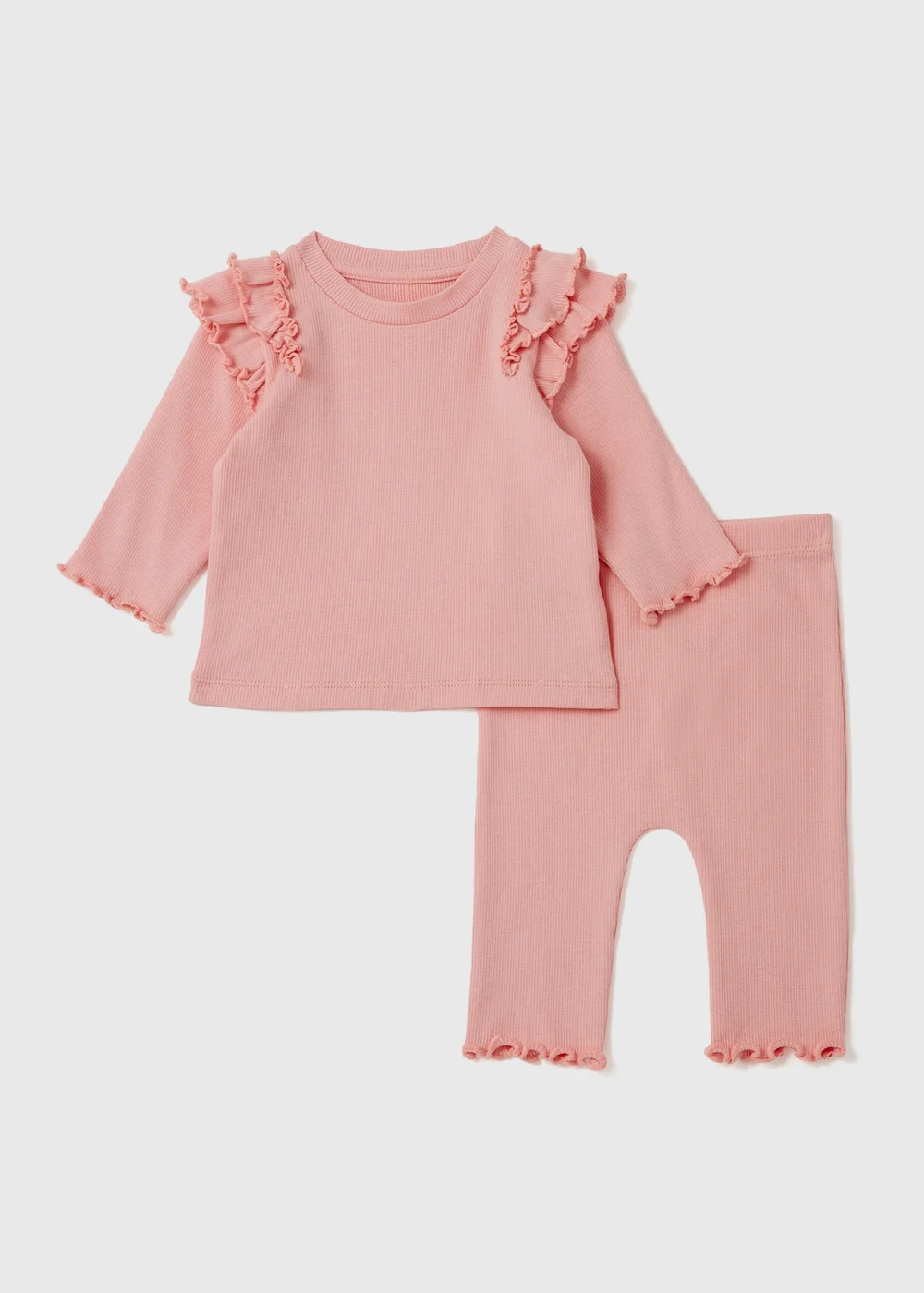 Girls Pink Rib Set (Newborn-23mths) - 0-3 months Image 1