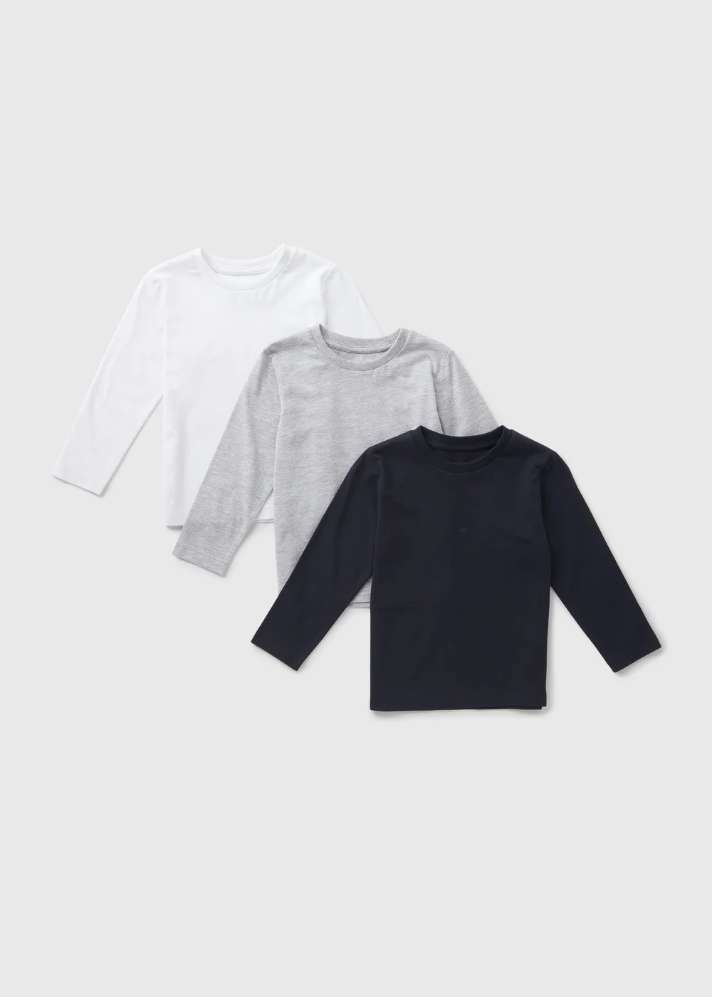 3 Pack Boys Monochrome Long Sleeve T-Shirts (1-7yrs) - 3-4 Yrs Image 1