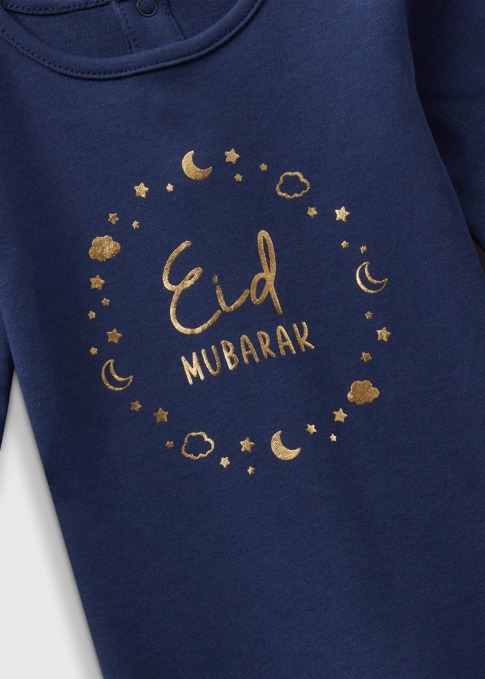 Baby Navy Happy Eid Sleepsuit (Newborn-18mths) - Newborn Image 2