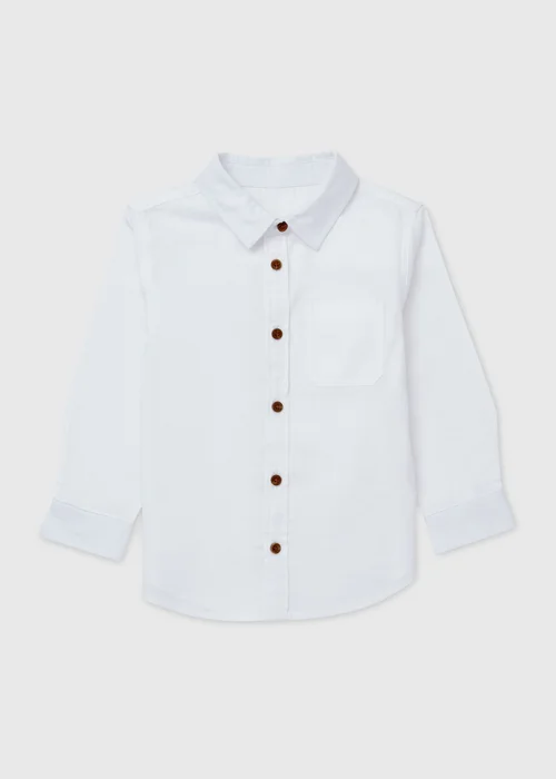 Boys White Plain Twill Shirt (1-7yrs) - 1 to 1 half years Image 1