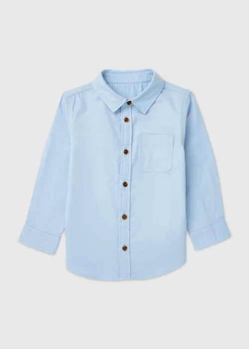 Boys Blue Plain Twill Shirt (1-7yrs) - 1 to 1 half years Image 1