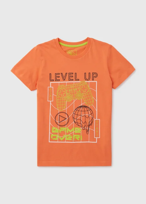 Boys Orange Gamer Graphic T-Shirt (7-13yrs) - Age 7 Years Image 1