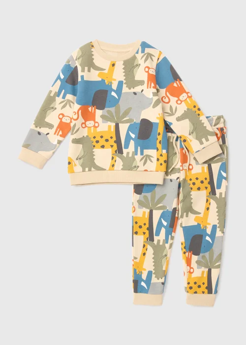 Boys Multicolour Safari Sweatshirt & Joggers Set (1-6yrs) - 1-1.5 Yrs Image 1