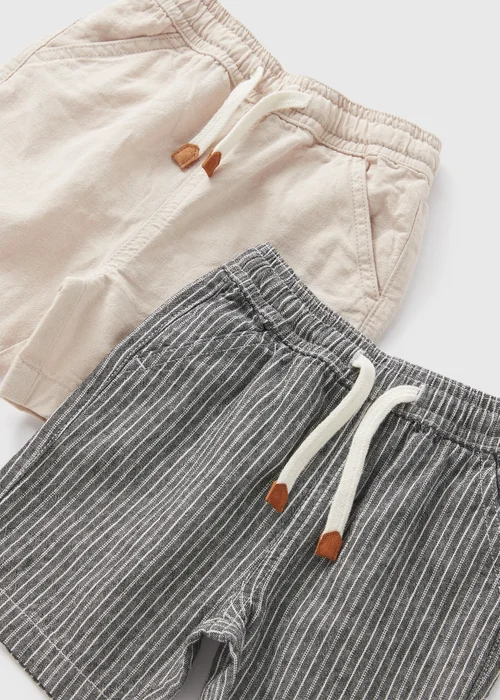Boys 2 Pack Black & White Mono Stripes Woven Shorts (1-7yrs) - 1 half year to 2 Image 2