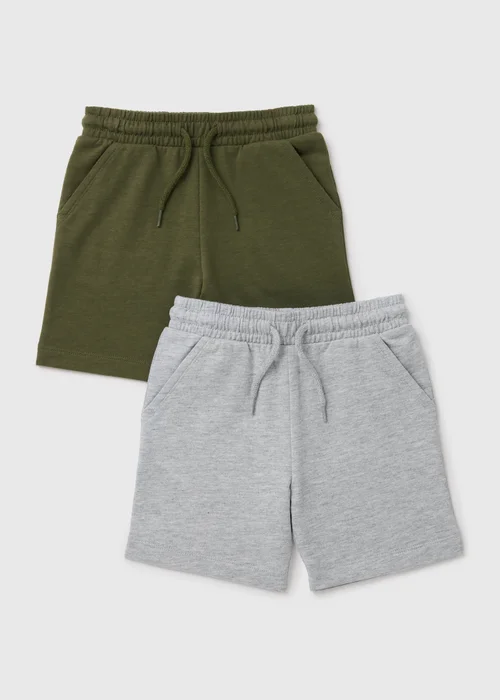 Boys 2 Pack Khaki & Stone Jogger Shorts - 1 half year to 2 Image 1