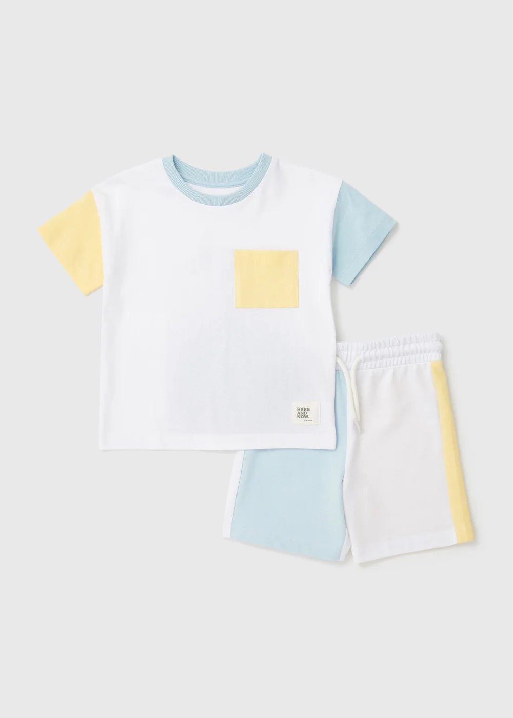 Boys Lemon Colour Block T-Shirt & Shorts Set (1-7yrs) - 1-1.5 Yrs Image 1