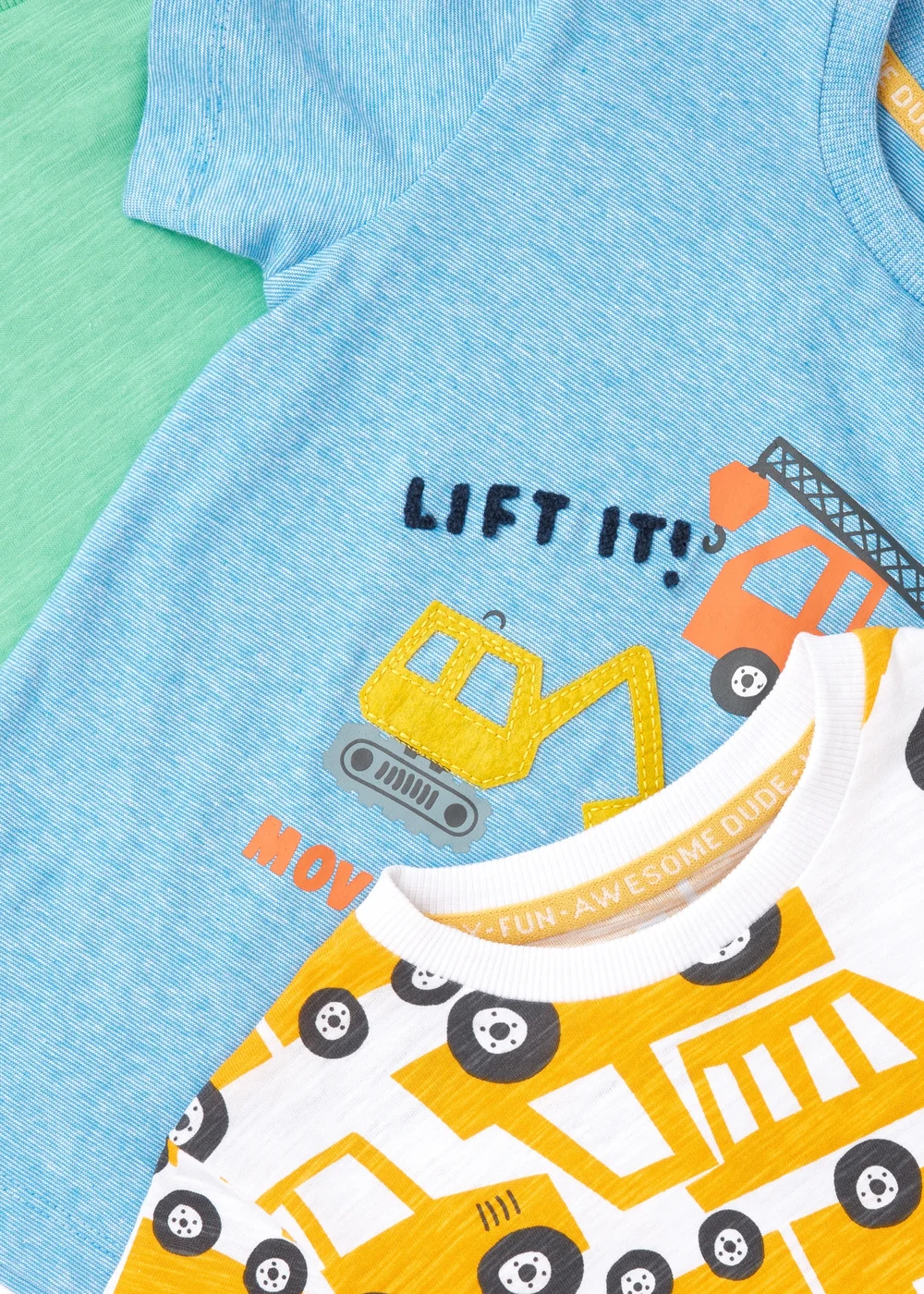 Boys 3 Pack Multicolour Truck T-Shirts - 1-1.5 Yrs Image 2