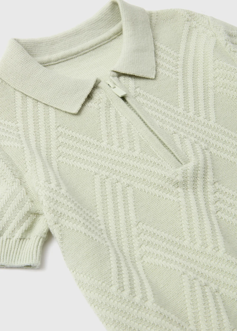 Boys Green Diamond Knitted Polo Shirt (1-7yrs) - 1-1.5 Yrs Image 2