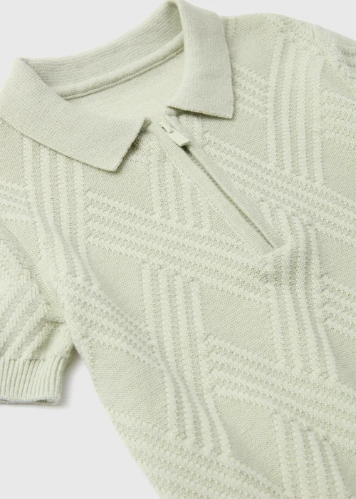 Boys Green Diamond Knitted Polo Shirt (1-7yrs) - 1-1.5 Yrs Image 2
