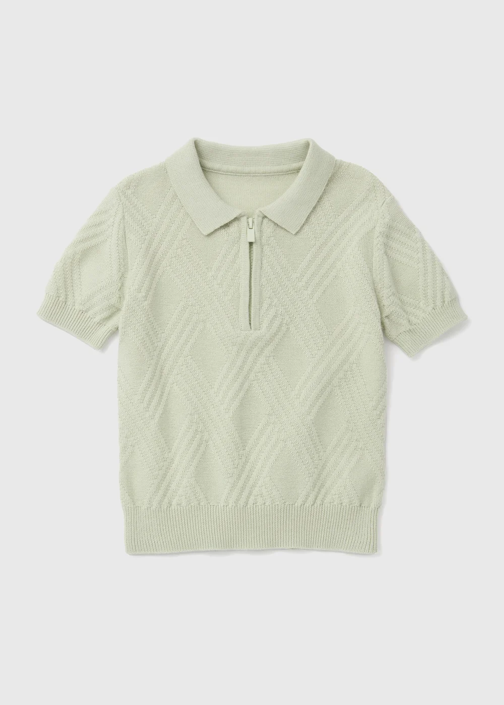 Boys Green Diamond Knitted Polo Shirt (1-7yrs) - 1-1.5 Yrs Image 1