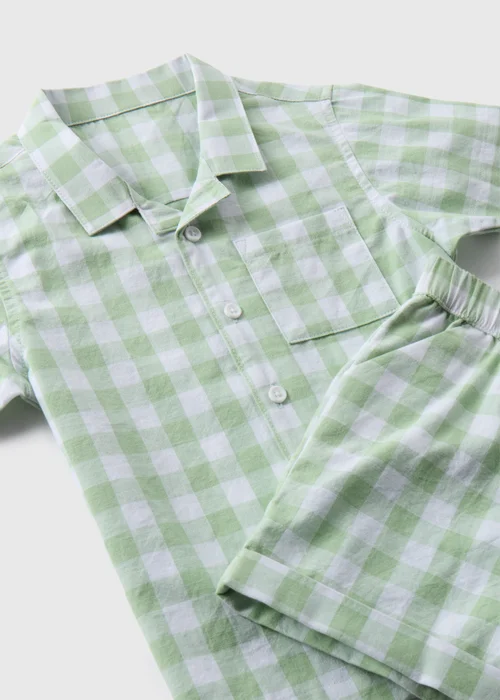 Boys Green Gingham Shirt & Shorts Set (1-7yrs) - 1-1.5 Yrs Image 2