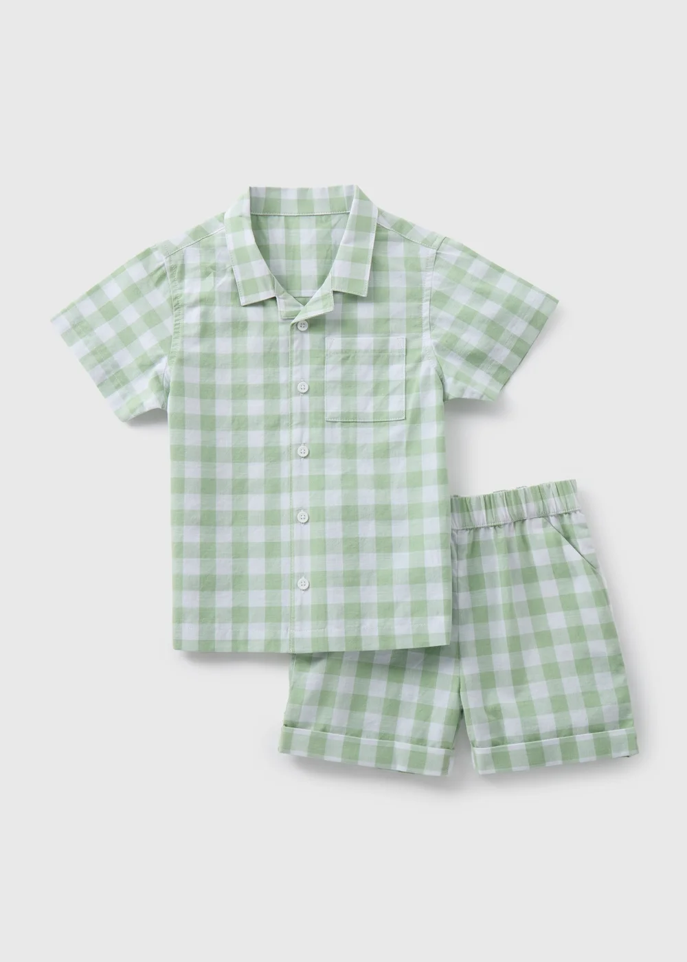 Boys Green Gingham Shirt & Shorts Set (1-7yrs) - 1-1.5 Yrs Image 1