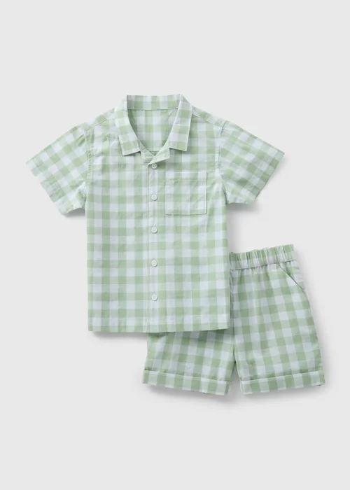 Boys Green Gingham Shirt & Shorts Set (1-7yrs) - 1-1.5 Yrs Image 1