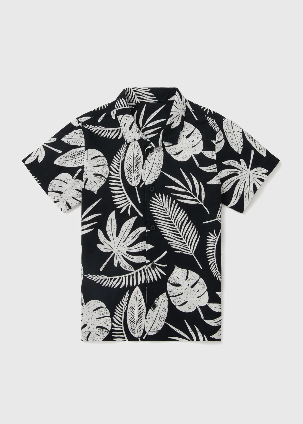 Boys Black & Cream Leaf Print Shirt (1-7yrs) - 1-1.5 Yrs Image 1