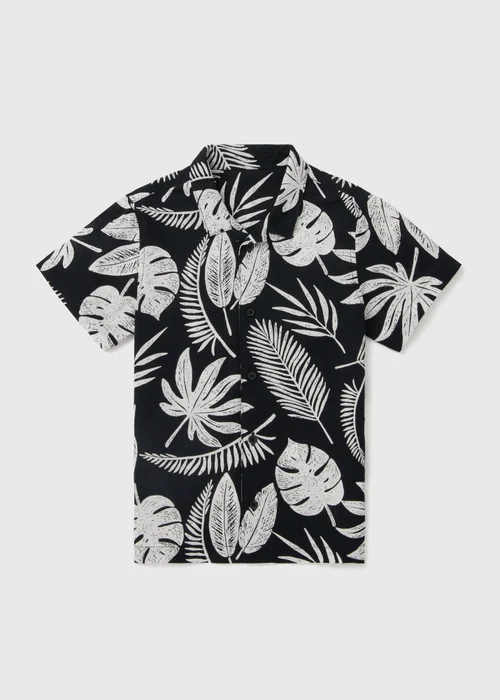 Boys Black & Cream Leaf Print Shirt (1-7yrs) - 1-1.5 Yrs Image 1