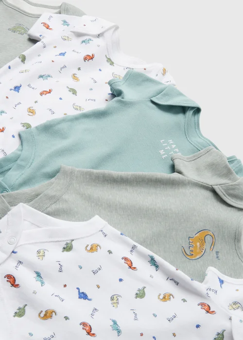 Baby 5 Pack Green Dino Bodysuits (Newborn-23mths) - 0-3 months Image 2