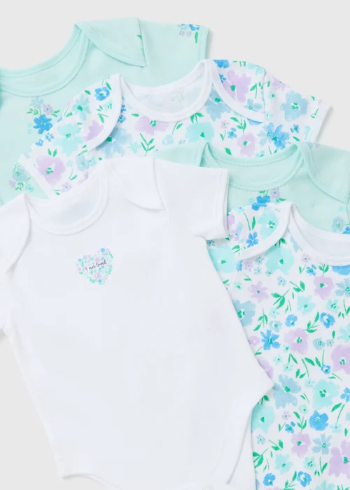 Baby 5 Pack Lilac Fresh Floral Sleepsuits (Newborn-23mths) - 0-3 months Image 2