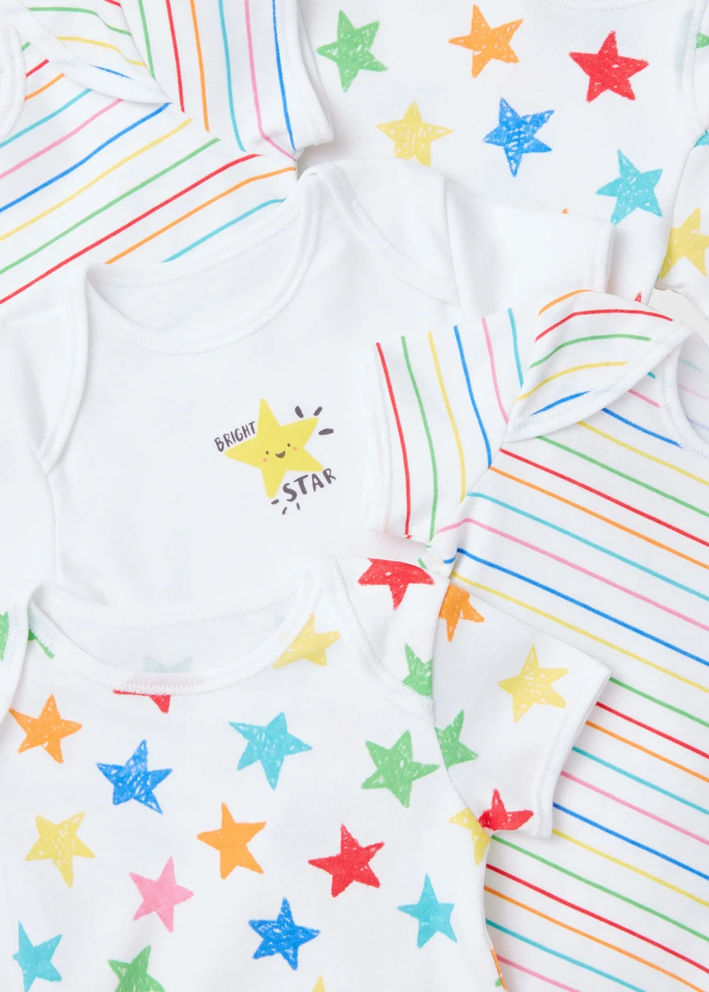 Baby 5 Pack Grey Star Bodysuits (Newborn-23mths) - 0-3 months Image 2