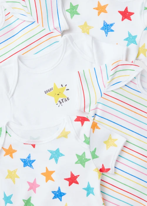 Baby 5 Pack Grey Star Bodysuits (Newborn-23mths) - 0-3 months Image 2
