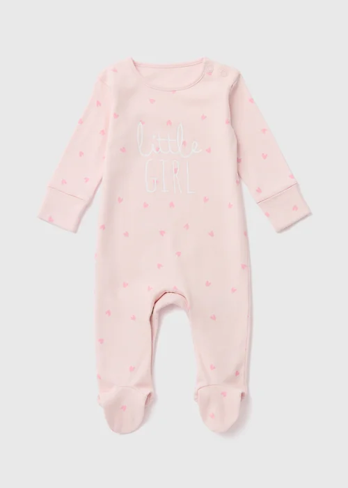 Baby Pink Little Girl Sleepsuit (Tiny Baby-18mths) - Tiny Baby Image 1
