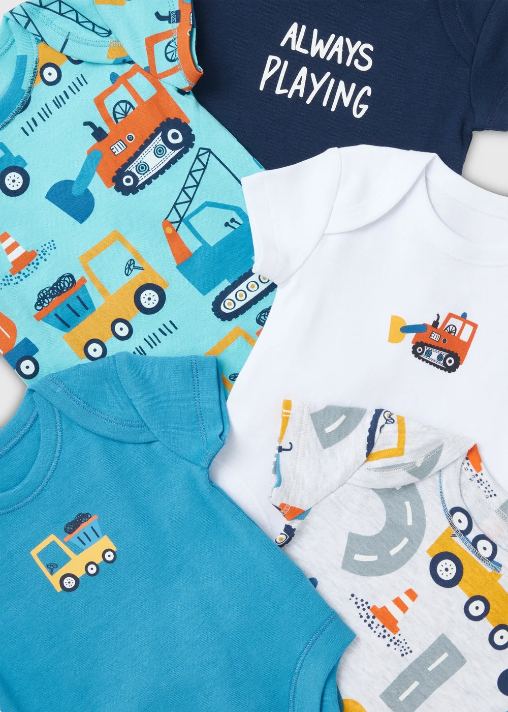 Baby 5 Pack Blue Car Print Bodysuits (Newborn-23mths) - 0-3 months Image 2