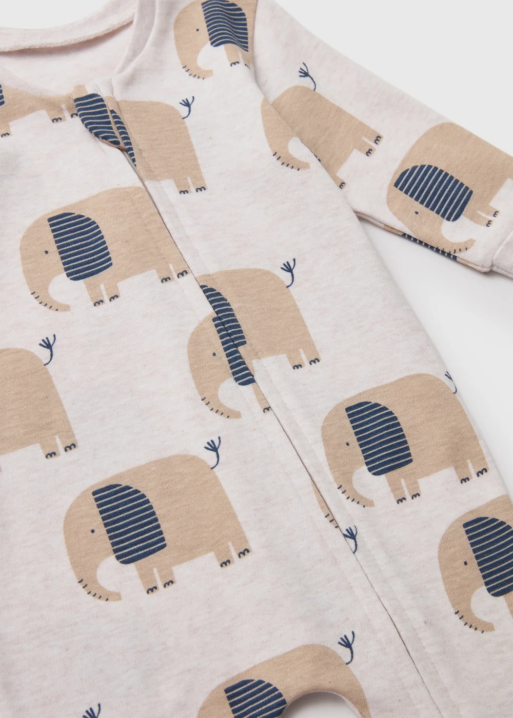 Baby Grey Elephant Print Zipped Sleepsuit (Newborn-18mths) - Newborn Image 2