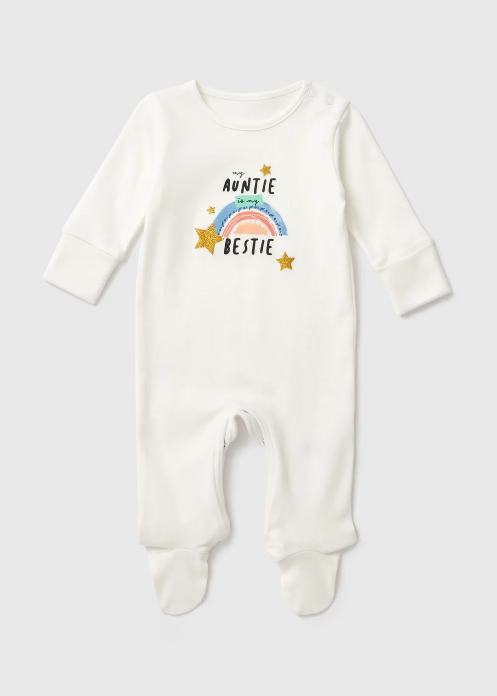 Baby Cream Auntie Sleepsuit (Tiny Baby-18mths) - Tiny Baby Image 1