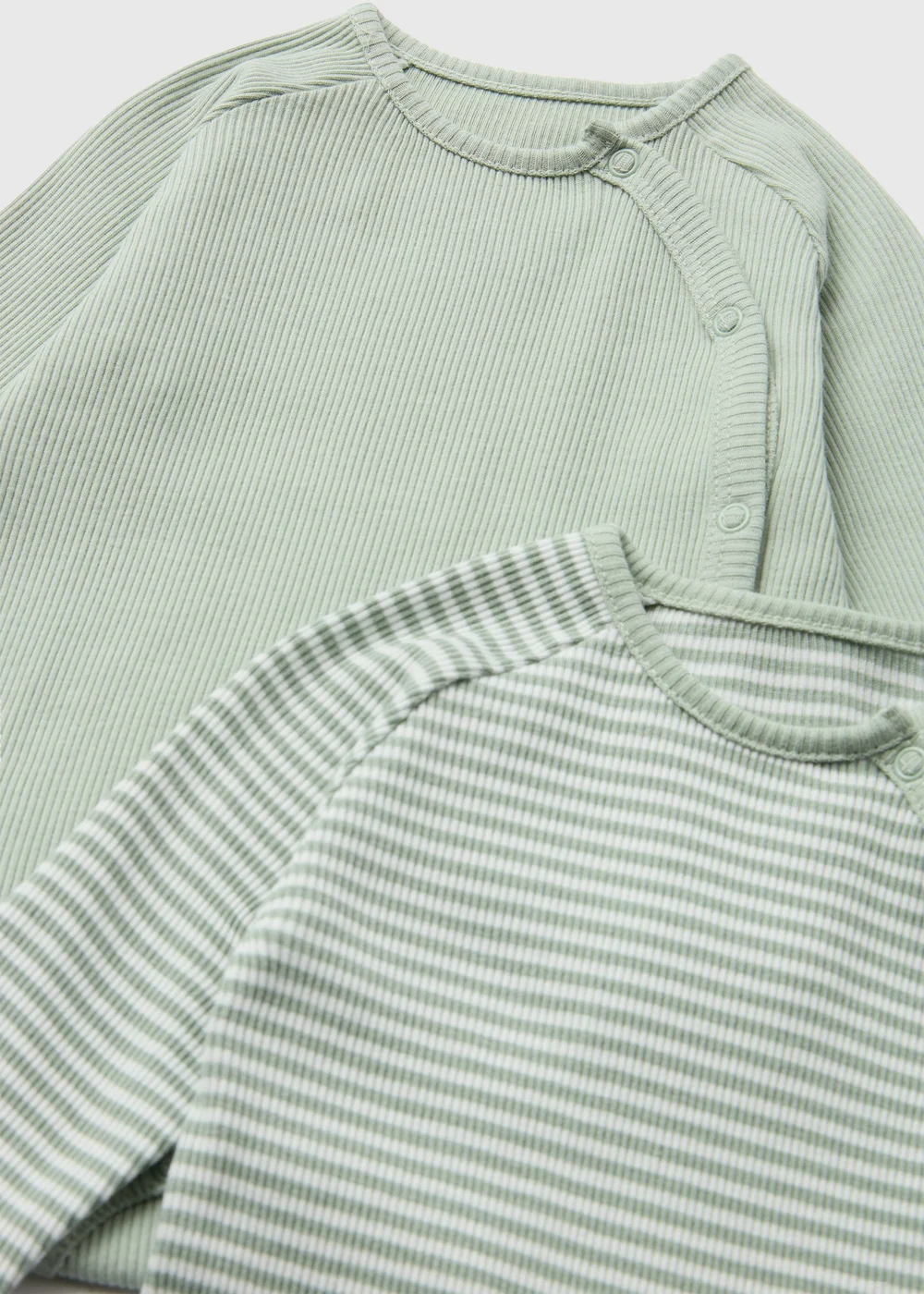 Baby 2 Pack Sage Ribbed Bodysuits (Tiny Baby-18mths) - 0-3 months Image 2