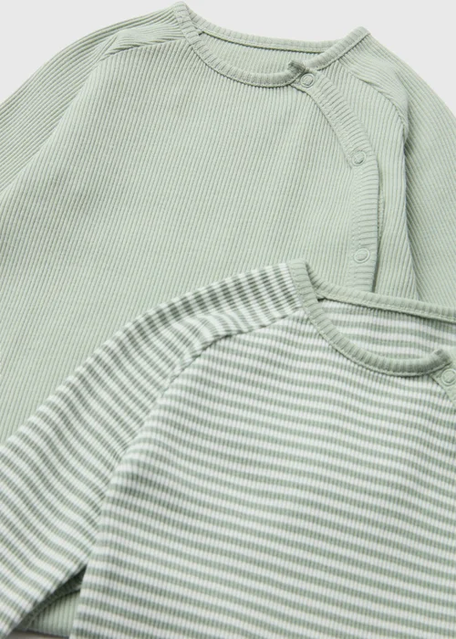 Baby 2 Pack Sage Ribbed Bodysuits (Tiny Baby-18mths) - 0-3 months Image 2