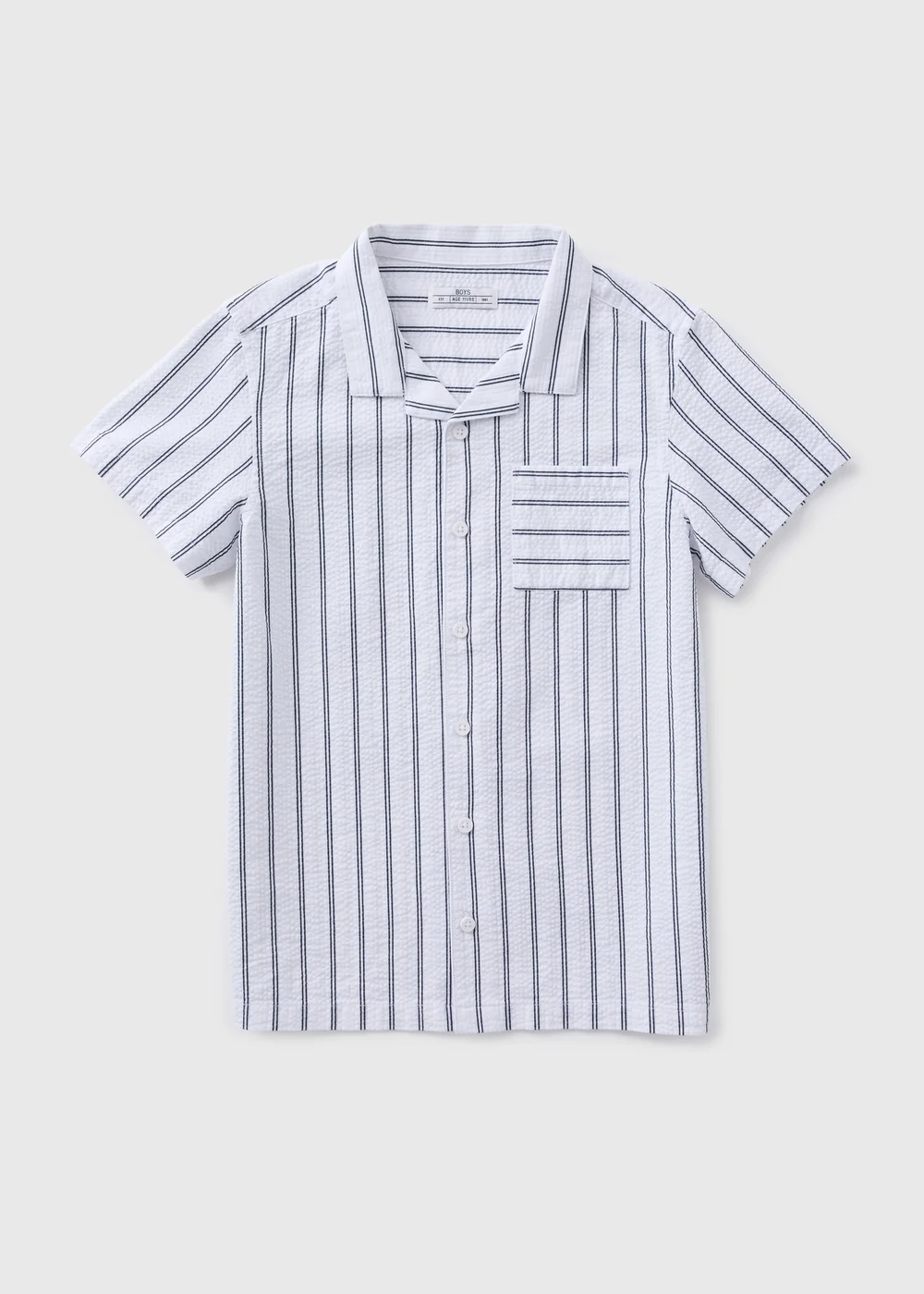 Boys White Stripe Seersucker Shirt (7-13yrs) - Age 7 Years Image 1