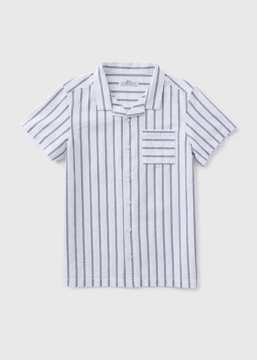 Boys White Stripe Seersucker Shirt (7-13yrs) - Age 7 Years Image 1