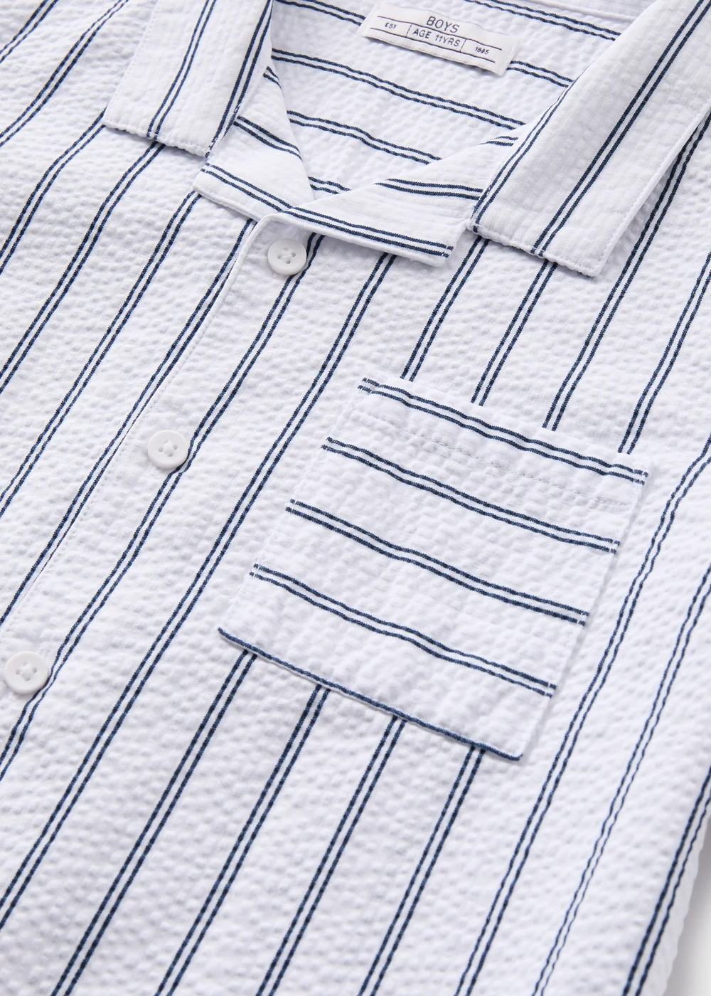 Boys White Stripe Seersucker Shirt (7-13yrs) - Age 7 Years Image 2