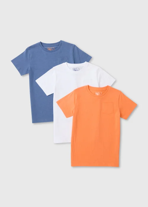 Boys 3 Pack Multicolour Block T-Shirts (7-13yrs) - 7 Yrs Image 1