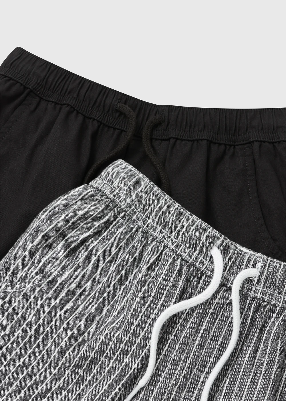 Boys 2 Pack Black & Grey Woven Shorts (7-13yrs) - Age 7 Years Image 2
