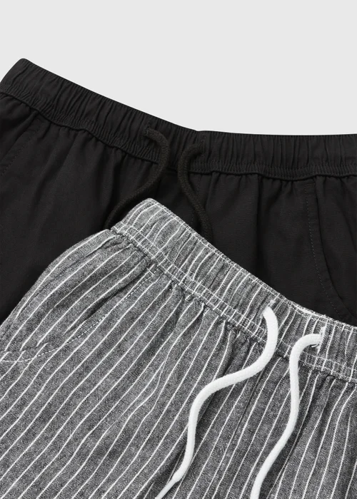 Boys 2 Pack Black & Grey Woven Shorts (7-13yrs) - Age 7 Years Image 2