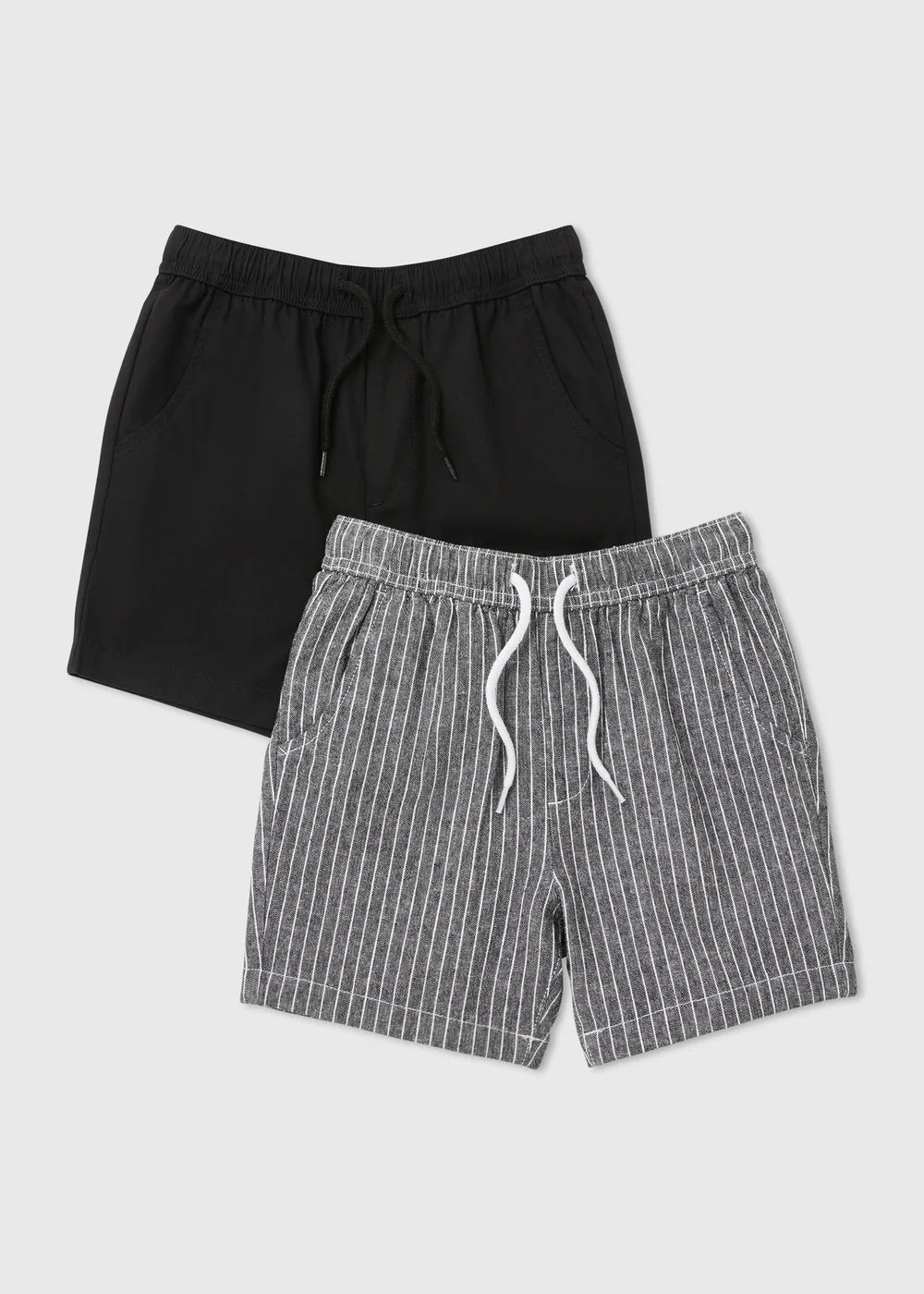 Boys 2 Pack Black & Grey Woven Shorts (7-13yrs) - Age 7 Years Image 1