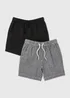 Boys 2 Pack Black & Grey Woven Shorts (7-13yrs) - Age 7 Years Image 1