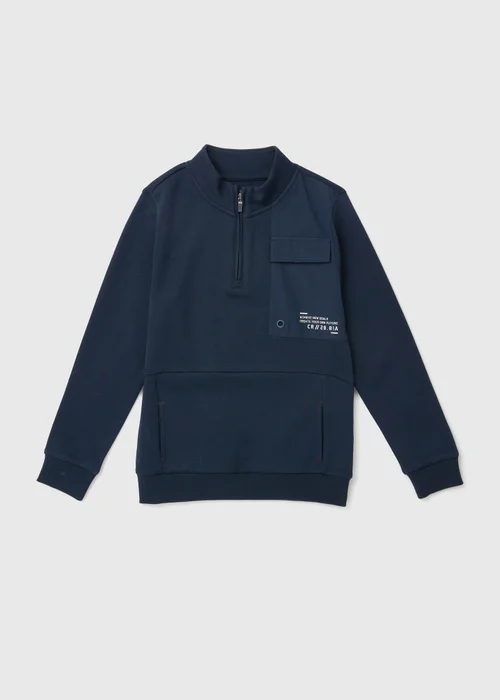 Navy Interlock Funnel Sweatshirt (7-13yrs) - 7 Yrs Image 1