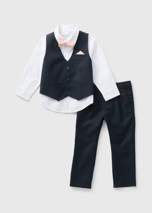Boys Navy 4 Piece Formal Suit Set (1-7yrs) - 1-1.5 Yrs Image 1