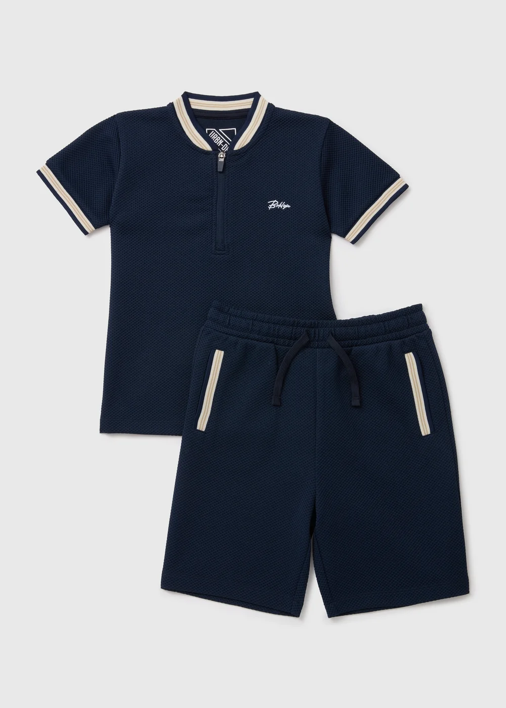 Boys Navy Baseball Pique Polo Shirt & Shorts Set (7-12yrs) - 7 Yrs Image 1