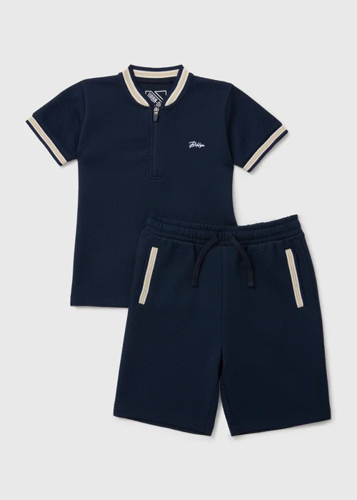 Boys Navy Baseball Pique Polo Shirt & Shorts Set (7-12yrs) - 7 Yrs Image 1