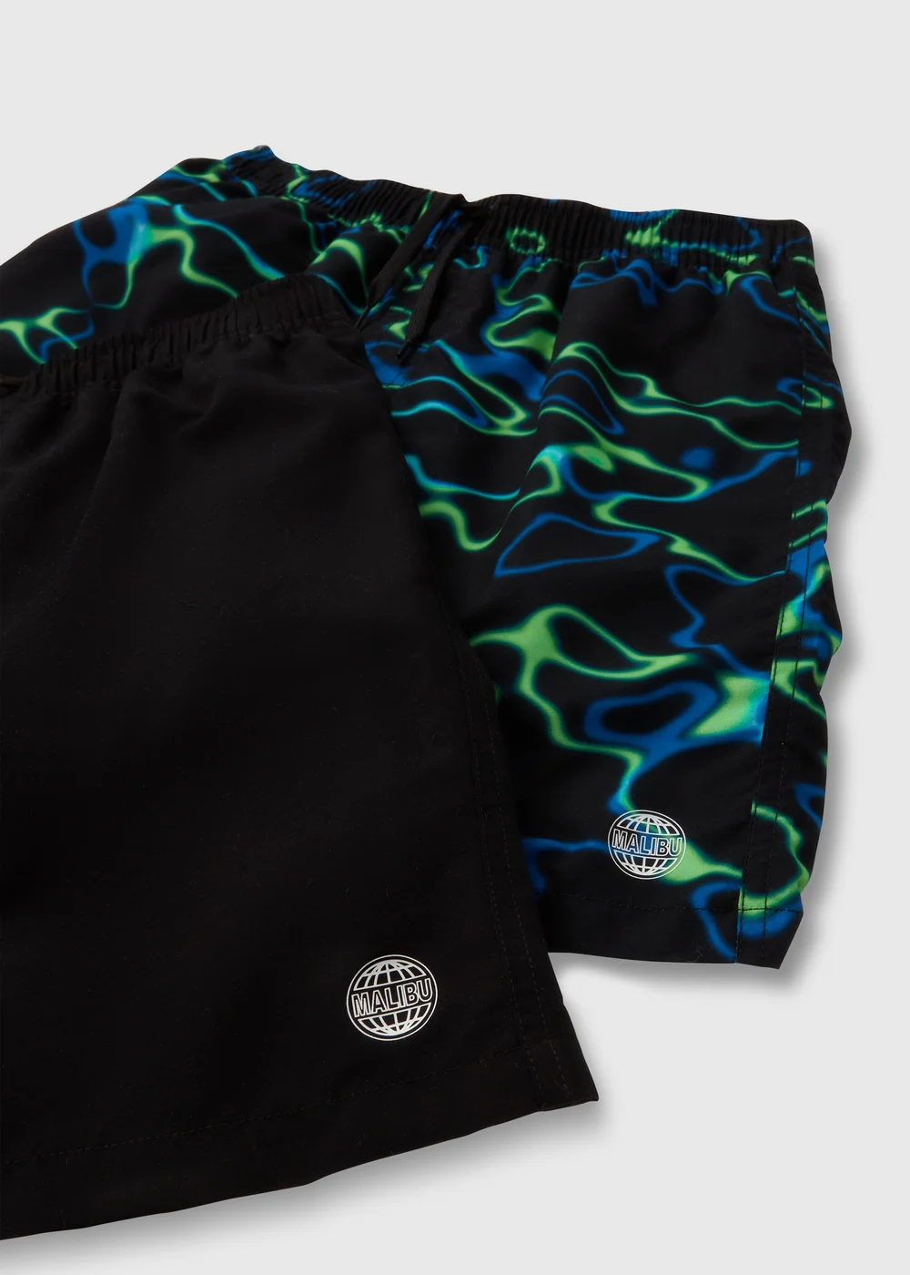 Boys 2 Pack Black & Swirl Swim Shorts (6-11yrs) - 6-7 Yrs Image 2