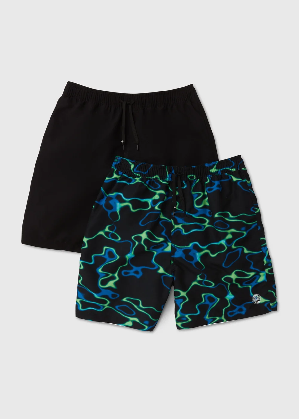 Boys 2 Pack Black & Swirl Swim Shorts (6-11yrs) - 6-7 Yrs Image 1