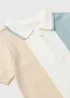 Boys Blue & Stone Cut & Sew Knitted Polo Shirt (1-7yrs) - 1 to 1 half years Image 2