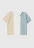 Boys Blue & Stone Cut & Sew Knitted Polo Shirt (1-7yrs) - 1 to 1 half years Image 1