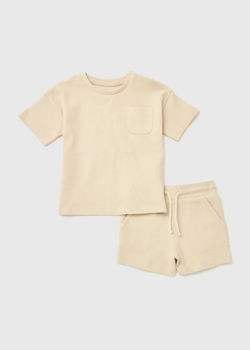 Boys Stone Waffle T-Shirt & Shorts Set (1-7yrs) - 1-1.5 Yrs Image 1