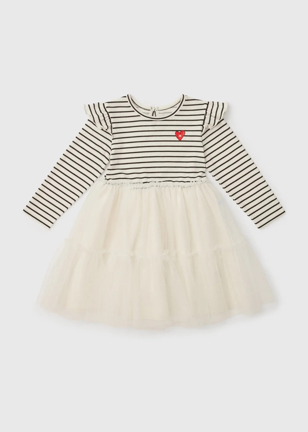 Girls White Stripe Mesh Dress (1-7yrs) - 1-1.5 Yrs Image 1